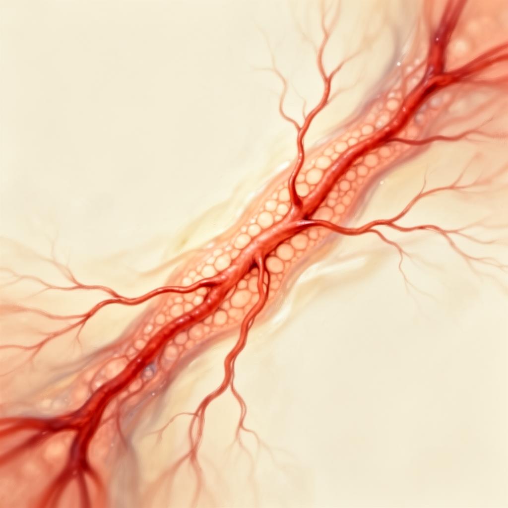 Branching blood vessels and endothelium